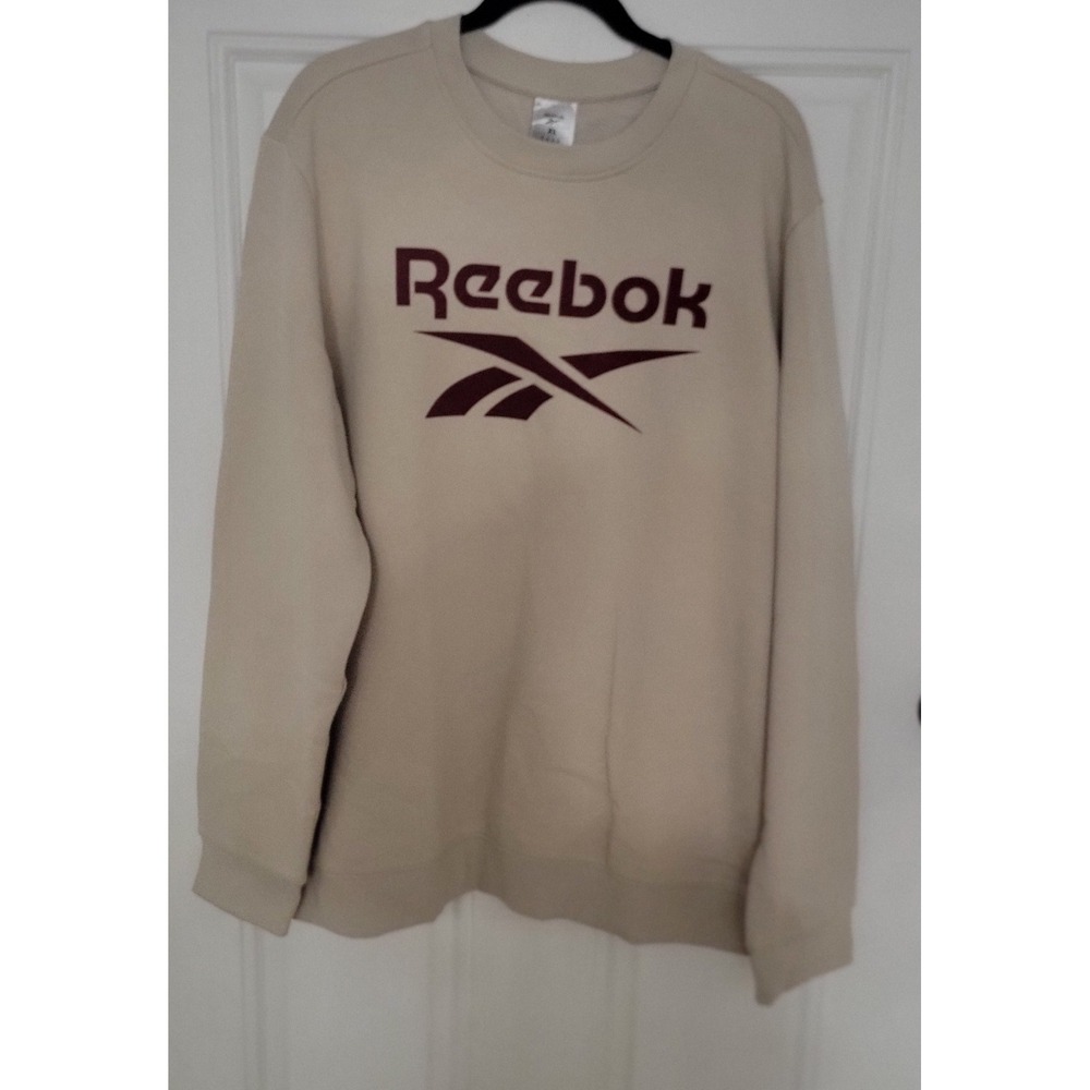 Reebok Identity Big Logo Fleece Crew‎ Sweatshirt XL Beige